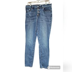 Women's loft high rise skinny button fly jeans